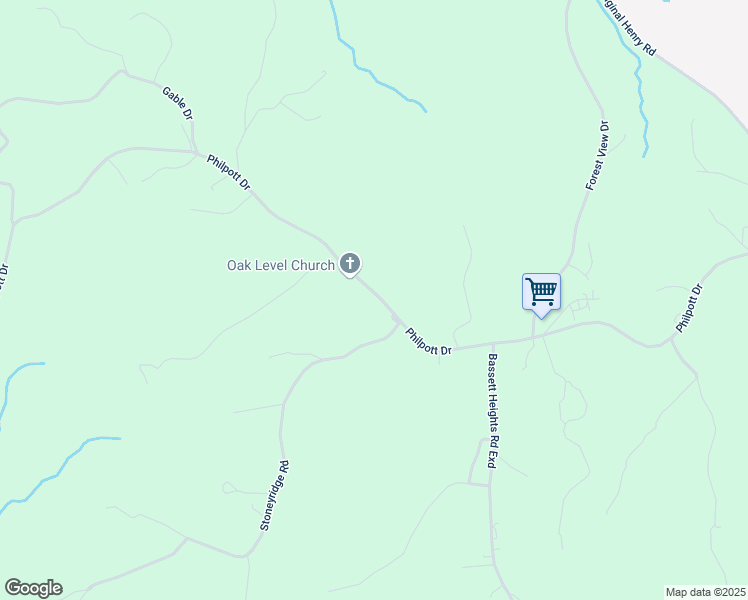 map of restaurants, bars, coffee shops, grocery stores, and more near 3966 Philpott Drive in Bassett