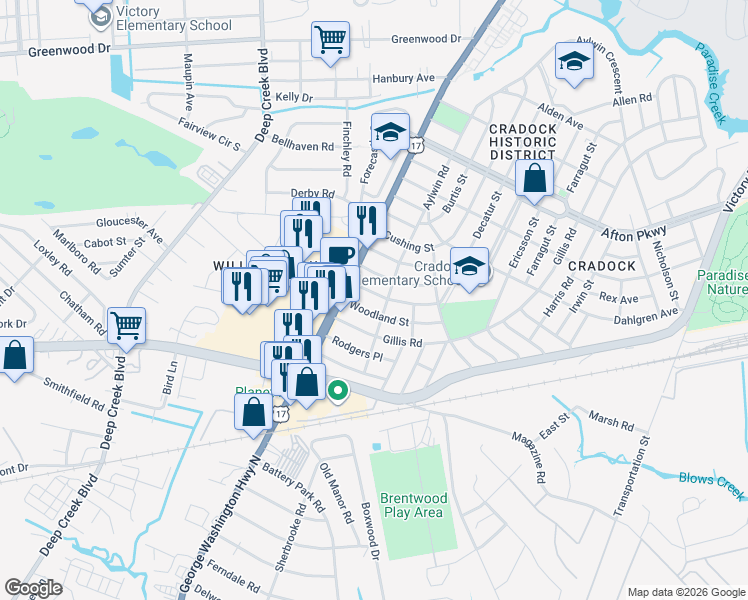 map of restaurants, bars, coffee shops, grocery stores, and more near 9 Fiske Street in Portsmouth