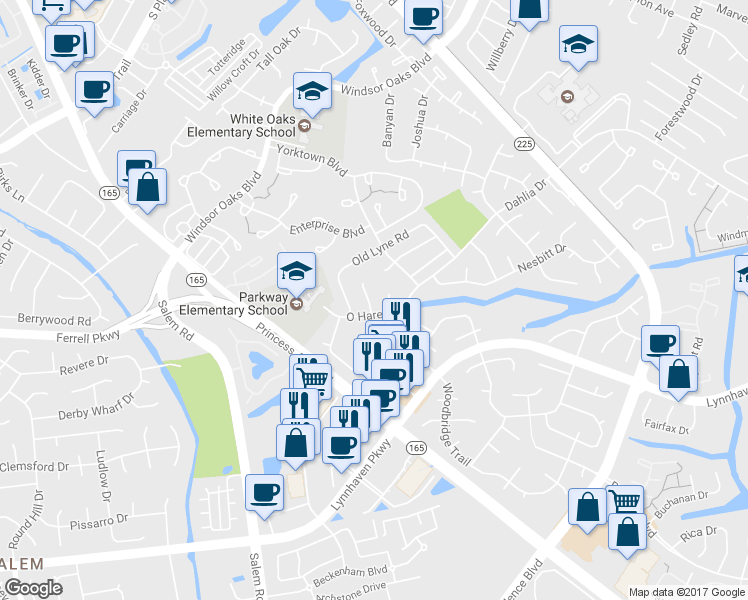 map of restaurants, bars, coffee shops, grocery stores, and more near 4236 Lindberg Place in Virginia Beach