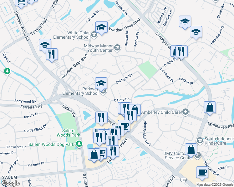 map of restaurants, bars, coffee shops, grocery stores, and more near 4221 Lindberg Place in Virginia Beach