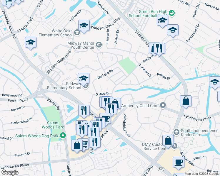 map of restaurants, bars, coffee shops, grocery stores, and more near 4204 Langley Court in Virginia Beach