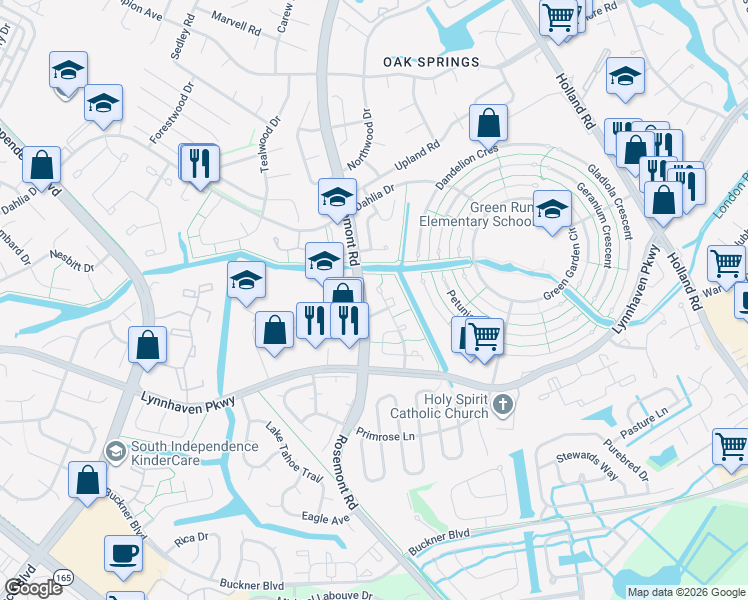 map of restaurants, bars, coffee shops, grocery stores, and more near 1331 Sierra Drive in Virginia Beach