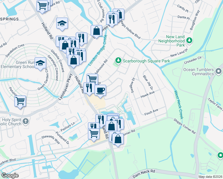 map of restaurants, bars, coffee shops, grocery stores, and more near 1120 Van Loen Drive in Virginia Beach