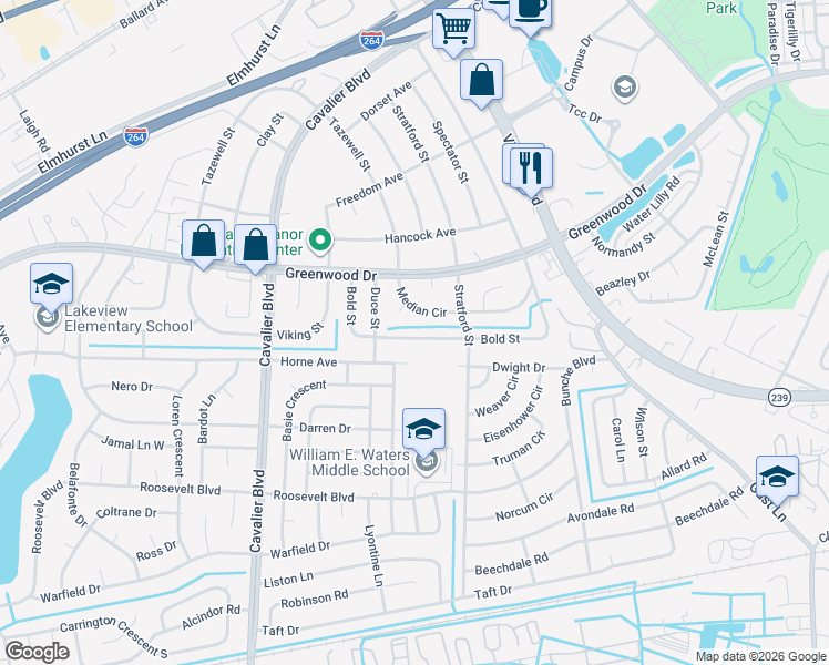 map of restaurants, bars, coffee shops, grocery stores, and more near 816 Bold Street in Portsmouth