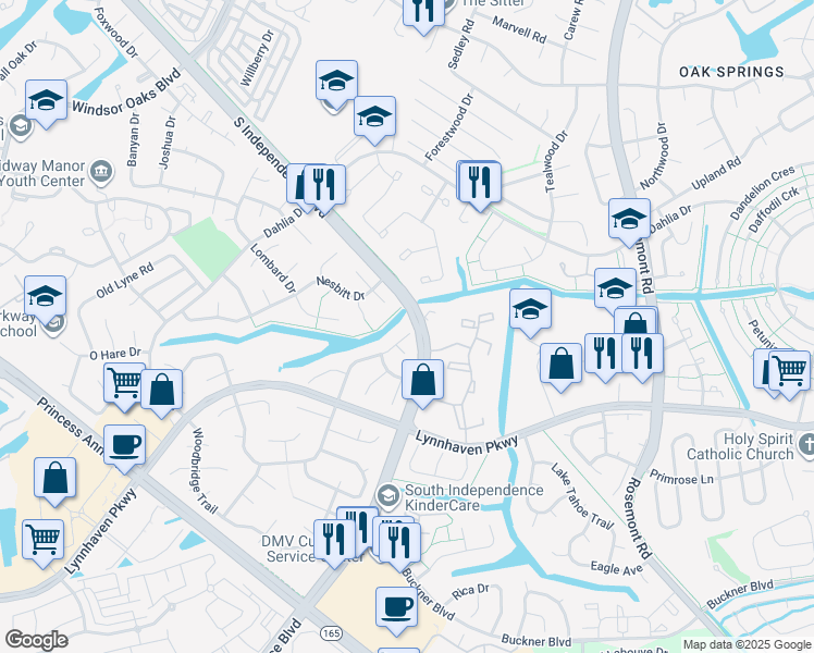 map of restaurants, bars, coffee shops, grocery stores, and more near 1305 Riverside Drive in Virginia Beach