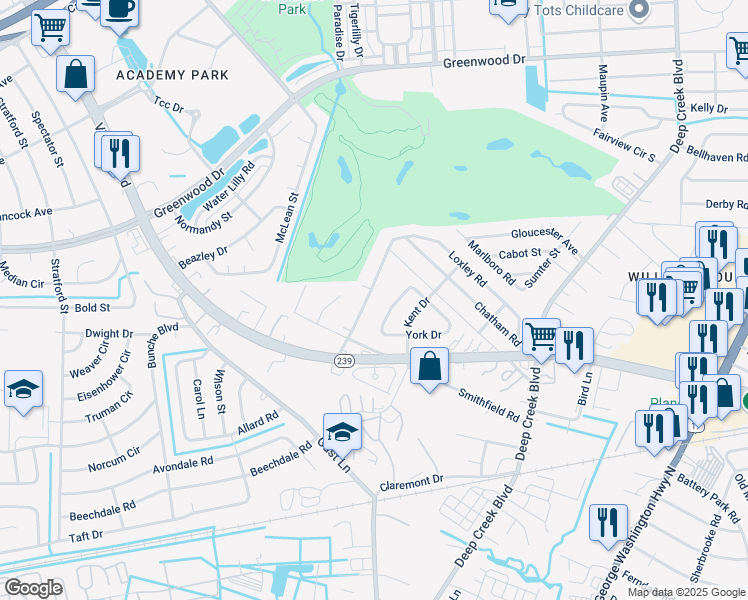 map of restaurants, bars, coffee shops, grocery stores, and more near 121 Francis Street in Portsmouth