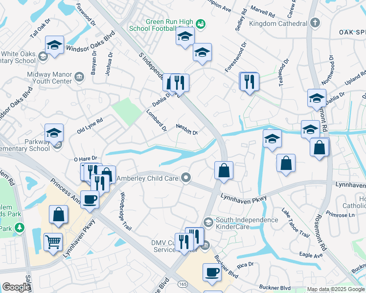 map of restaurants, bars, coffee shops, grocery stores, and more near 3913 Lombard Ct in Virginia Beach