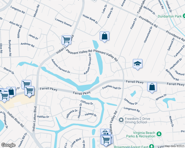 map of restaurants, bars, coffee shops, grocery stores, and more near 5113 Edon Hall Lane in Virginia Beach