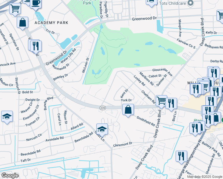 map of restaurants, bars, coffee shops, grocery stores, and more near 121 Francis Street in Portsmouth