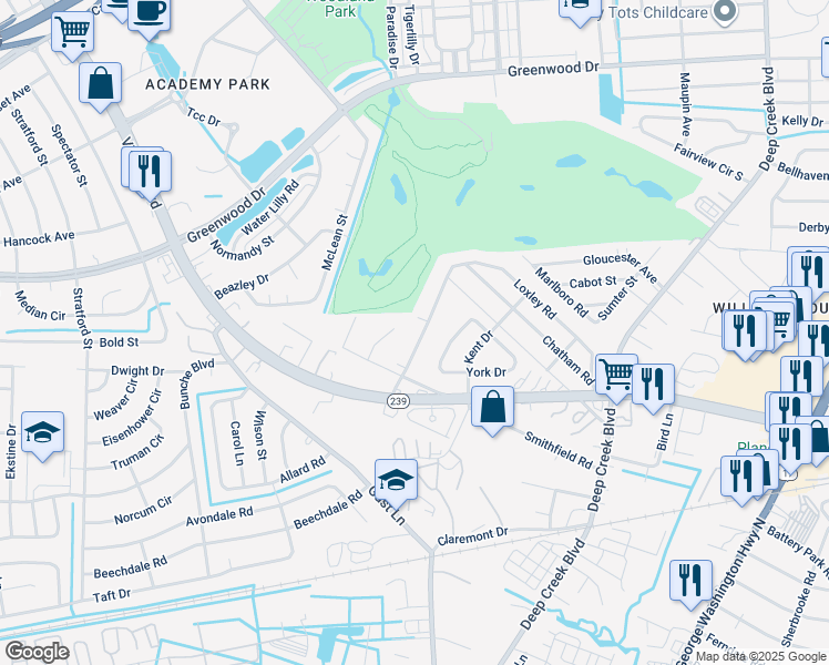 map of restaurants, bars, coffee shops, grocery stores, and more near 121 Francis St in Portsmouth