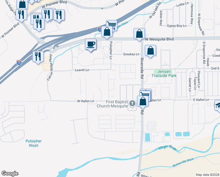 map of restaurants, bars, coffee shops, grocery stores, and more near 907 Wasi Lane in Mesquite