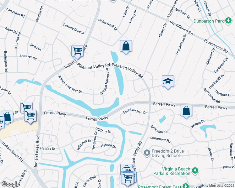 map of restaurants, bars, coffee shops, grocery stores, and more near 5124 Edon Hall Lane in Virginia Beach