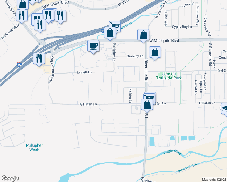 map of restaurants, bars, coffee shops, grocery stores, and more near 907 Wasi Lane in Mesquite