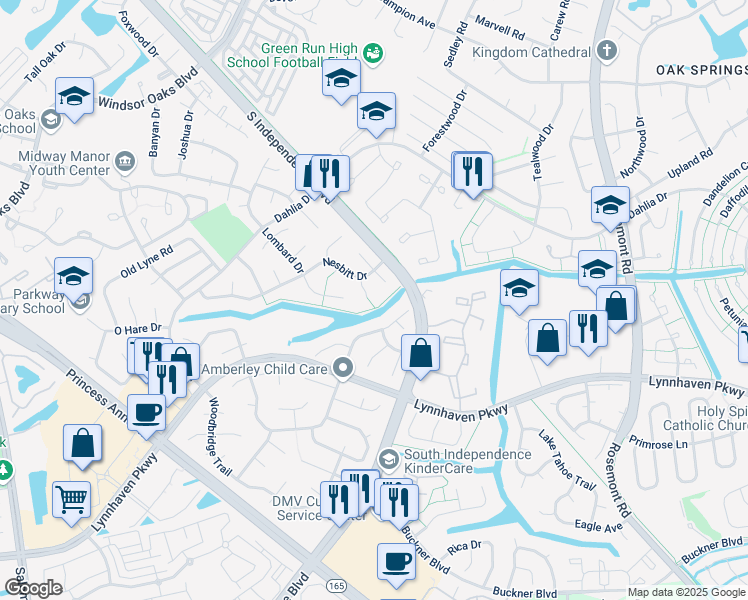 map of restaurants, bars, coffee shops, grocery stores, and more near 1220 Medcap Court in Virginia Beach