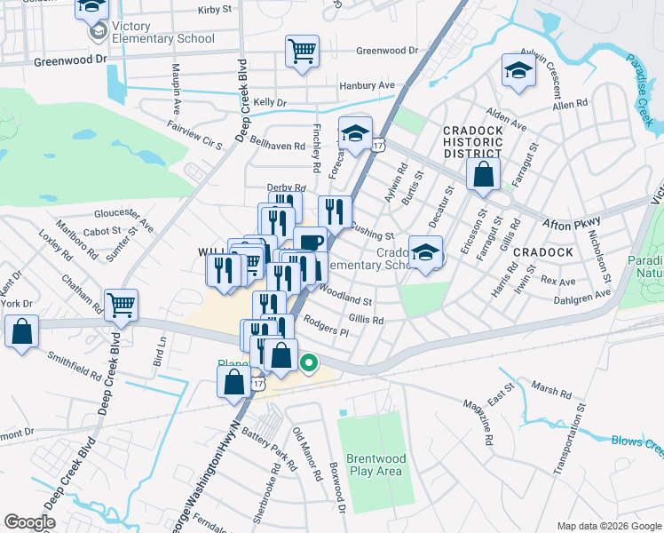 map of restaurants, bars, coffee shops, grocery stores, and more near 9 Fiske Street in Portsmouth