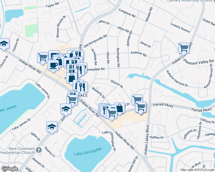 map of restaurants, bars, coffee shops, grocery stores, and more near 1324 Stringfellow Court in Virginia Beach