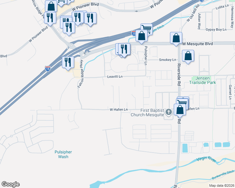 map of restaurants, bars, coffee shops, grocery stores, and more near 317 Sam Way in Mesquite