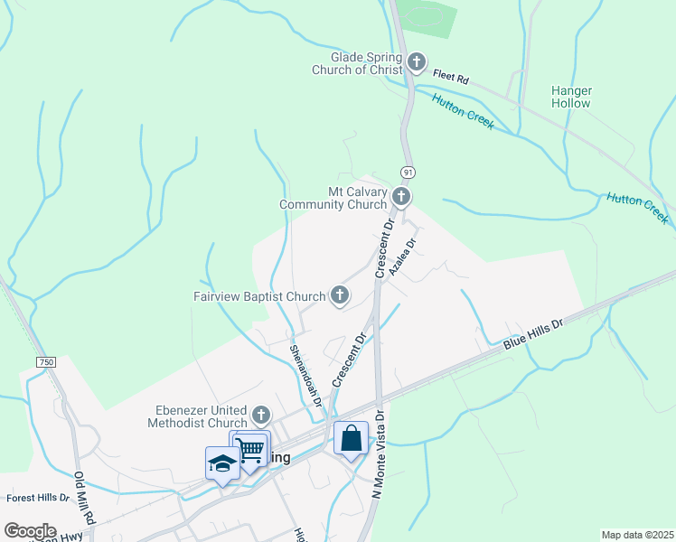 map of restaurants, bars, coffee shops, grocery stores, and more near 530 Shenandoah Drive in Glade Spring