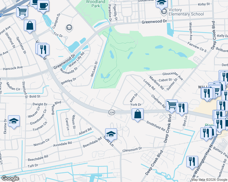 map of restaurants, bars, coffee shops, grocery stores, and more near 121 Francis Street in Portsmouth