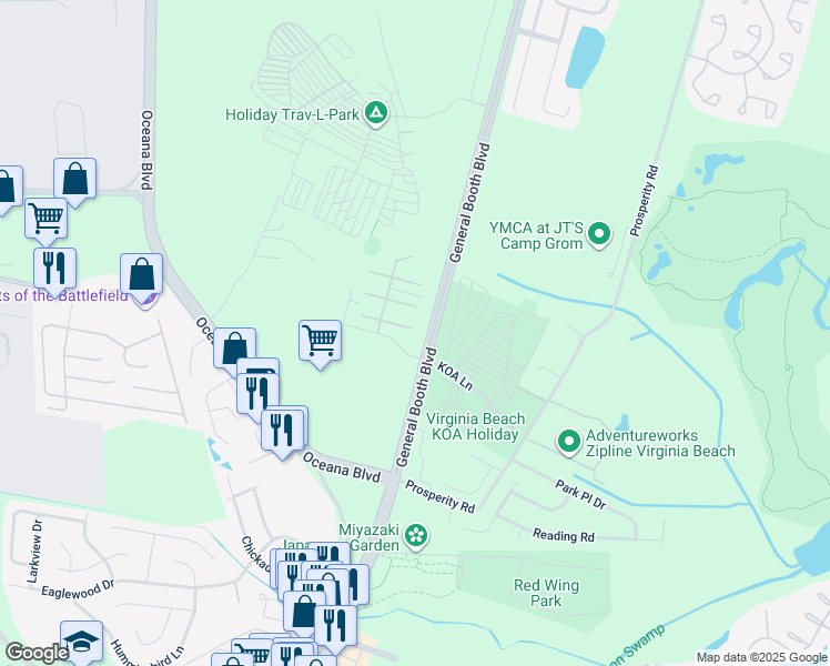 map of restaurants, bars, coffee shops, grocery stores, and more near 1065 Sea Holly Court in Virginia Beach