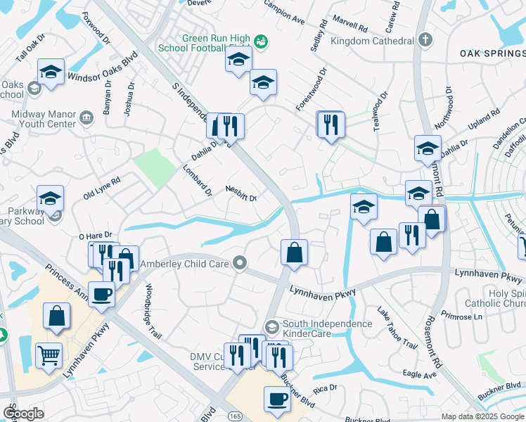 map of restaurants, bars, coffee shops, grocery stores, and more near 1220 Medcap Court in Virginia Beach