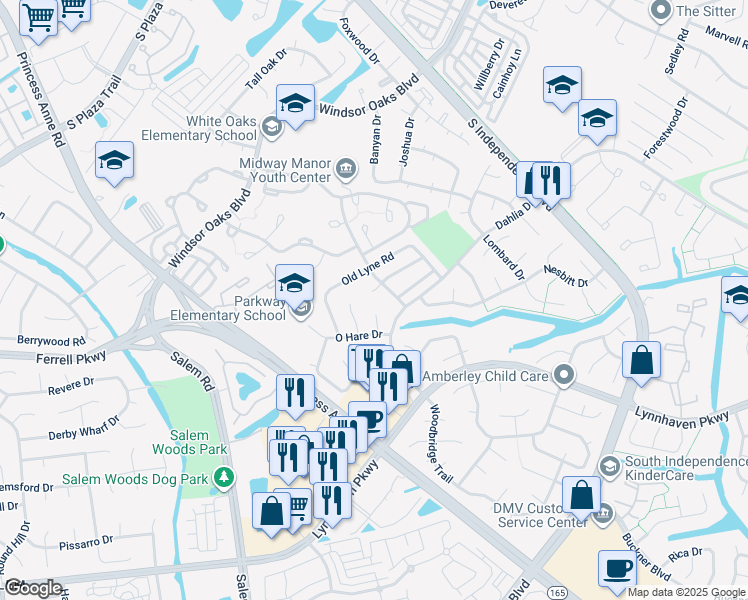 map of restaurants, bars, coffee shops, grocery stores, and more near 4209 Marble Head Court in Virginia Beach