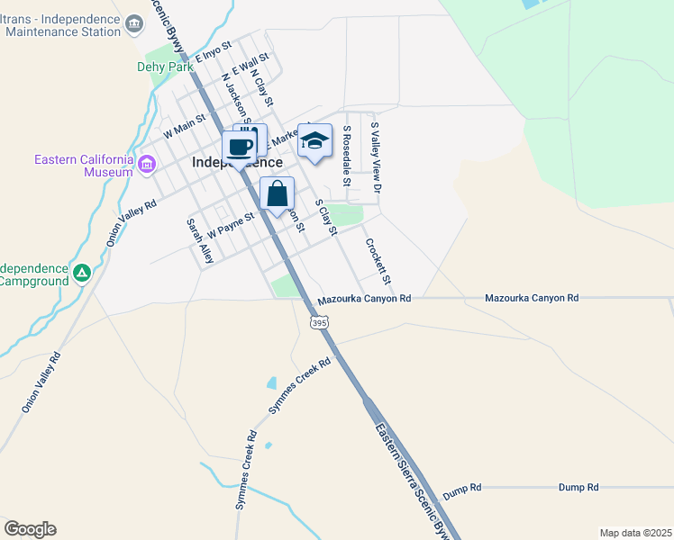 map of restaurants, bars, coffee shops, grocery stores, and more near 555 South Clay Street in Independence