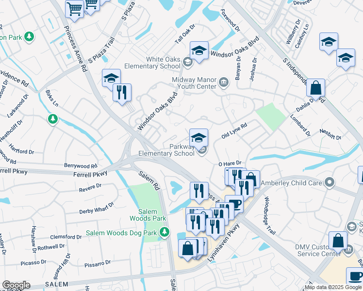 map of restaurants, bars, coffee shops, grocery stores, and more near 1423 Ivywood Road in Virginia Beach