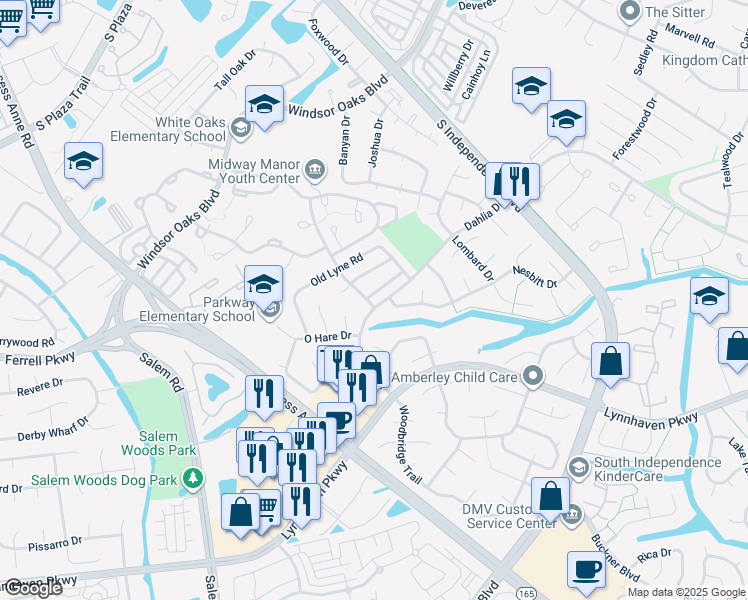map of restaurants, bars, coffee shops, grocery stores, and more near 4123 Eastham Road in Virginia Beach