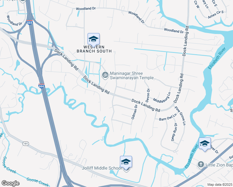 map of restaurants, bars, coffee shops, grocery stores, and more near 1560 Lauren Ashleigh Drive in Chesapeake