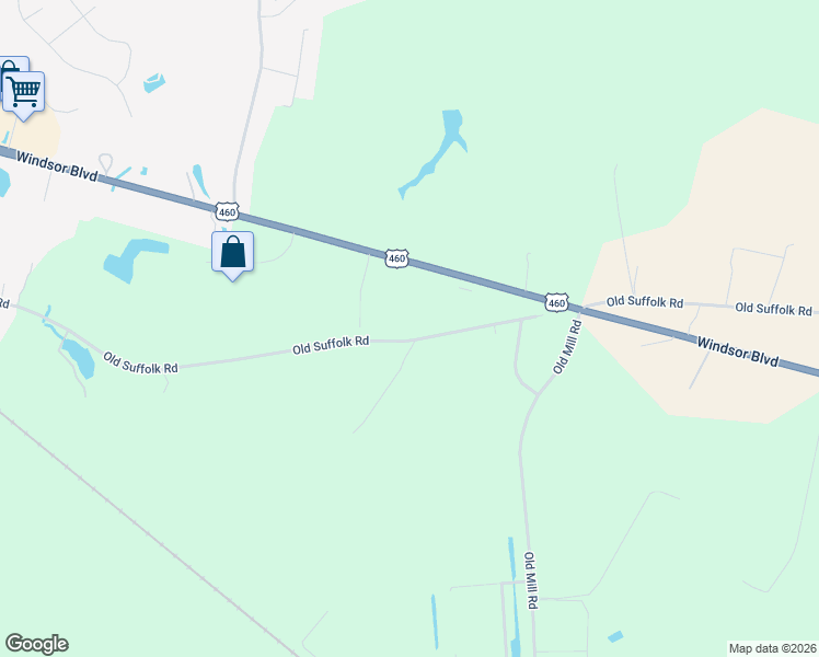 map of restaurants, bars, coffee shops, grocery stores, and more near 12462-12482 Old Suffolk Road in Windsor