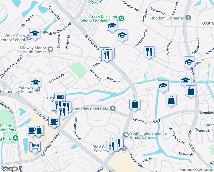map of restaurants, bars, coffee shops, grocery stores, and more near 3913 Lombard Court in Virginia Beach