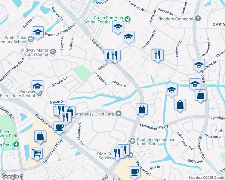 map of restaurants, bars, coffee shops, grocery stores, and more near 3913 Lombard Court in Virginia Beach