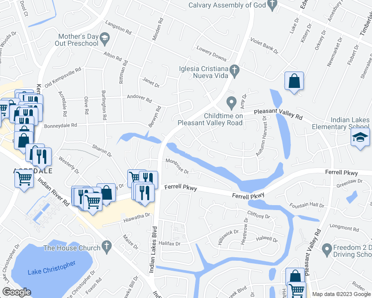 map of restaurants, bars, coffee shops, grocery stores, and more near 1233 Etworth Lane in Virginia Beach
