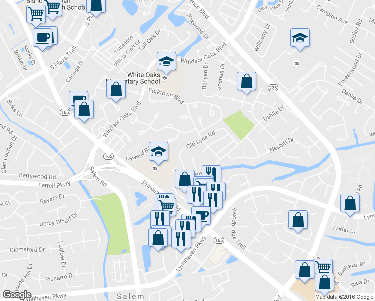 map of restaurants, bars, coffee shops, grocery stores, and more near 4221 Lindberg Place in Virginia Beach