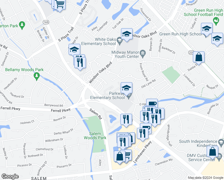 map of restaurants, bars, coffee shops, grocery stores, and more near 1549 Penrose Arch in Virginia Beach