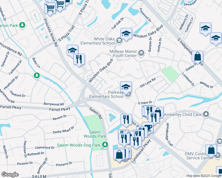map of restaurants, bars, coffee shops, grocery stores, and more near 1549 Penrose Arch in Virginia Beach