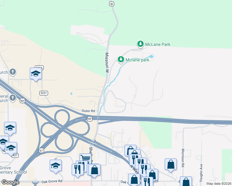 map of restaurants, bars, coffee shops, grocery stores, and more near 3411 Manor Place in Poplar Bluff