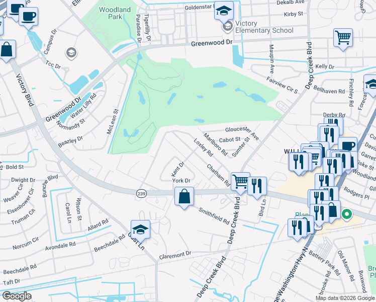 map of restaurants, bars, coffee shops, grocery stores, and more near 47 Chatham Road in Portsmouth