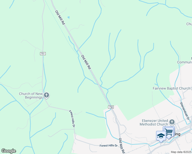 map of restaurants, bars, coffee shops, grocery stores, and more near 10453 Old Mill Road in Glade Spring