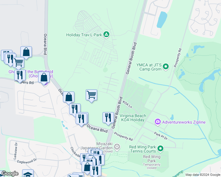map of restaurants, bars, coffee shops, grocery stores, and more near 1094 Sea Holly Court in Virginia Beach