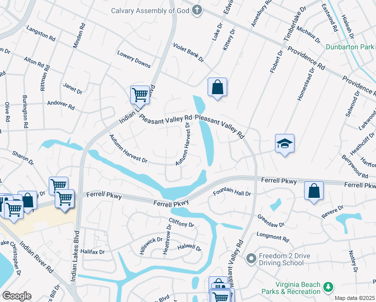 map of restaurants, bars, coffee shops, grocery stores, and more near 4900 Ruth Road in Virginia Beach
