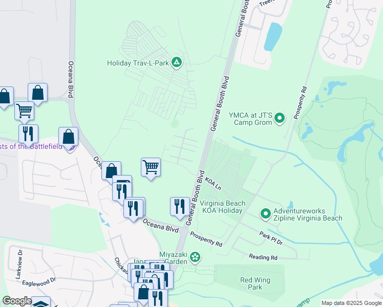 map of restaurants, bars, coffee shops, grocery stores, and more near 1077 Whales Run Court in Virginia Beach