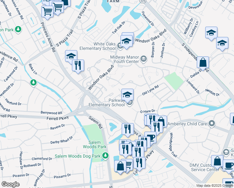map of restaurants, bars, coffee shops, grocery stores, and more near 1372 Ivywood Road in Virginia Beach