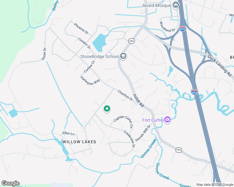 map of restaurants, bars, coffee shops, grocery stores, and more near 4733 Charlton Drive in Chesapeake