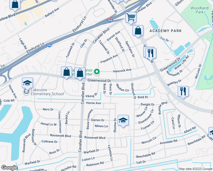 map of restaurants, bars, coffee shops, grocery stores, and more near 918 Bold Street in Portsmouth