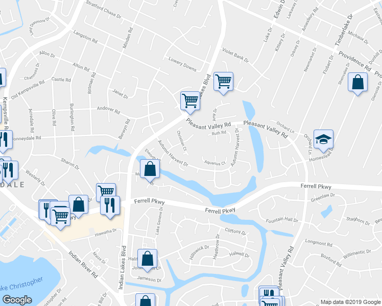 map of restaurants, bars, coffee shops, grocery stores, and more near 1280 Christian Court in Virginia Beach