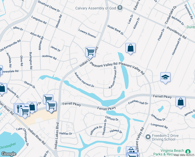map of restaurants, bars, coffee shops, grocery stores, and more near 1205 Richwood Court in Virginia Beach
