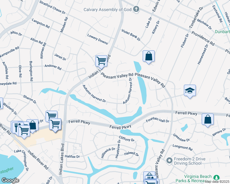 map of restaurants, bars, coffee shops, grocery stores, and more near 1205 Richwood Court in Virginia Beach