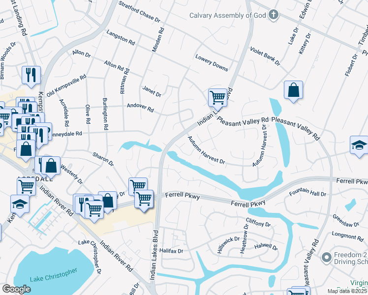 map of restaurants, bars, coffee shops, grocery stores, and more near 5117 Elton Court in Virginia Beach